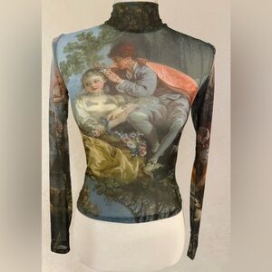 NWT Current Mood Long Sleeve Mesh Da Vinci Top - Black, Blue, Pink, Yellow